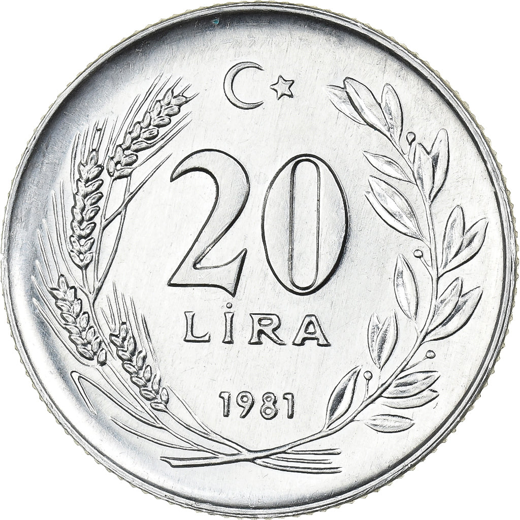 Turchia, 20 Lira, 1981, Istanbul, Alluminio, SPL-, KM:946