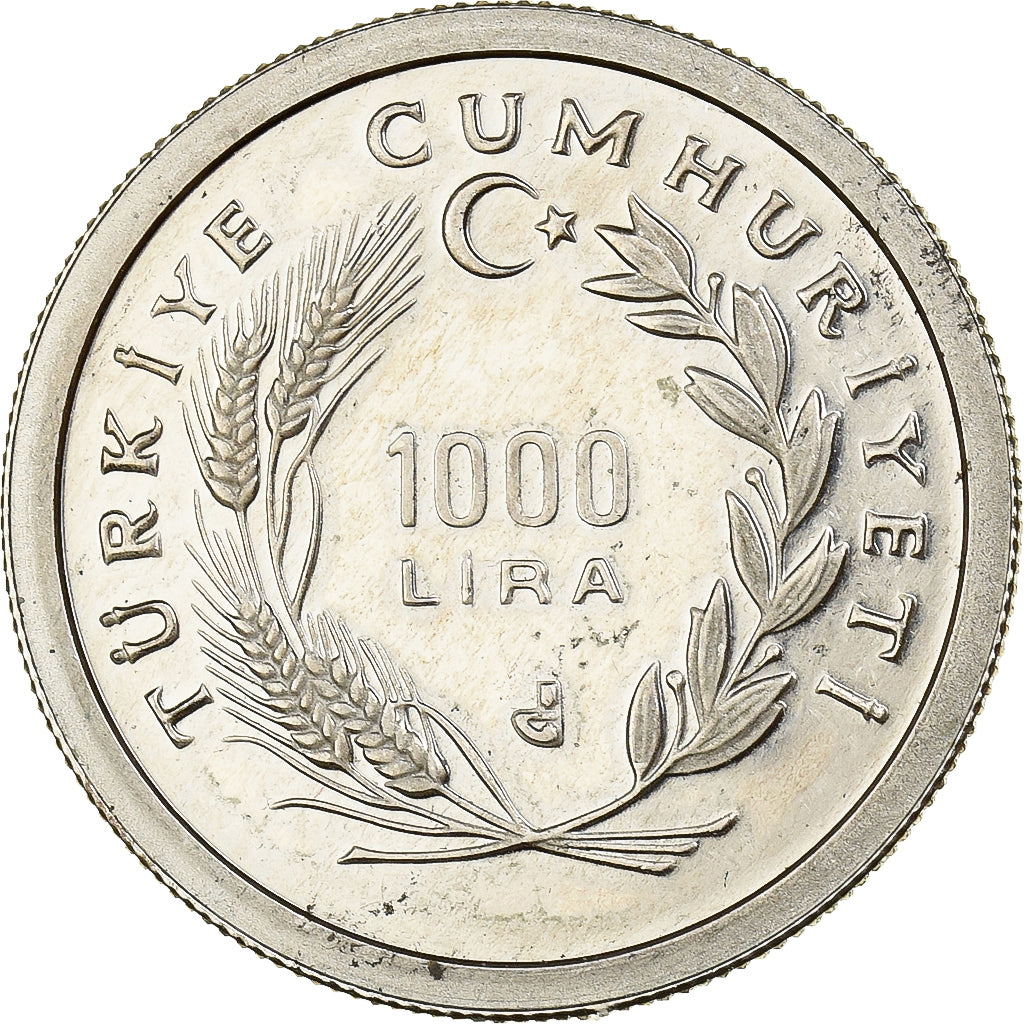 Turkey, 1000 Lira, ND-1988, Istanbul, Proof, Copper-nickel, MS(65-70), KM:991