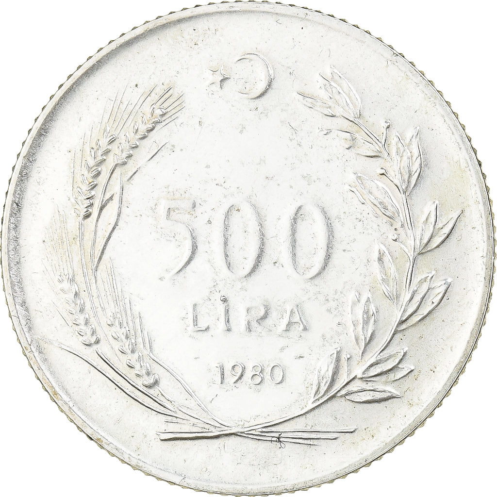 Turkije, 500 Lira, 1980, Istanbul, Zilver, PR, KM:940.1