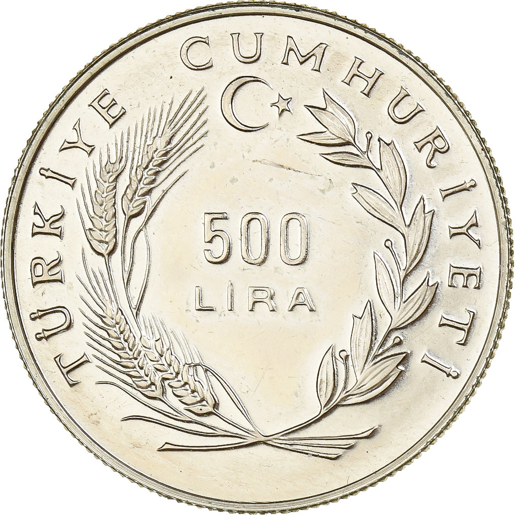 Turkey, 500 Lira, ND-1986, Istanbul, Proof, Copper-nickel, AU(55-58), KM:979