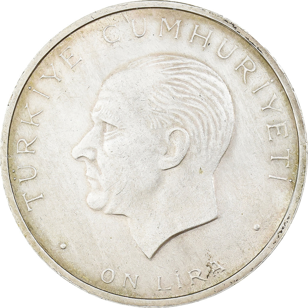 Turquía, 10 Lira, ND-1980, Istanbul, Plata, MBC+, KM:894