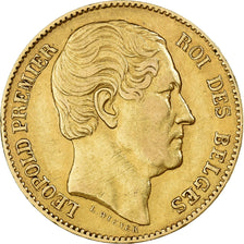 Belgium, Leopold I, 20 Francs, 20 Frank, 1865, Gold, AU(50-53), KM:23