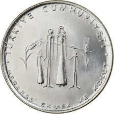 Turquie, 5 Lira, 1977, Istanbul, Acier inoxydable, SUP, KM:911