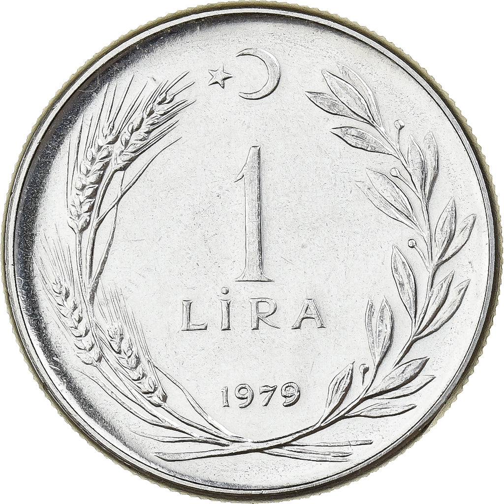 Turquie, Lira, 1979, Istanbul, Acier inoxydable, SUP, KM:926