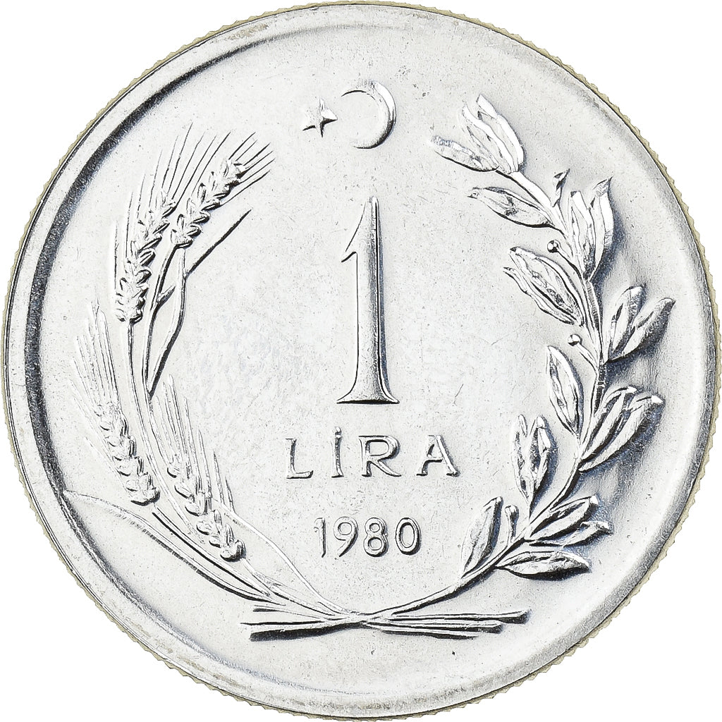 Turquia, Lira, 1980, Istanbul, Aço Inoxidável, MS(65-70), KM:937