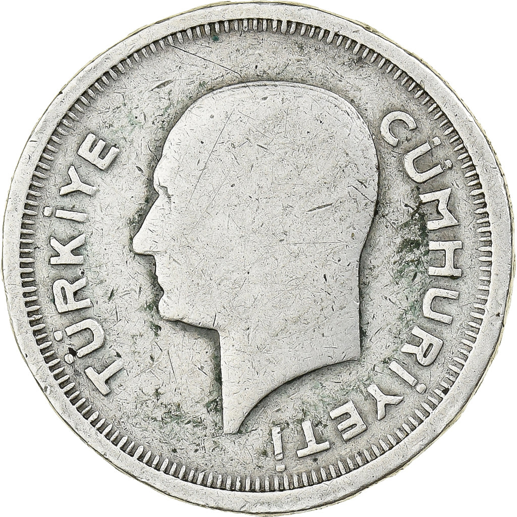 Turquia, 25 Kurus, 1935, Istanbul, Prata, VF(20-25), KM:864