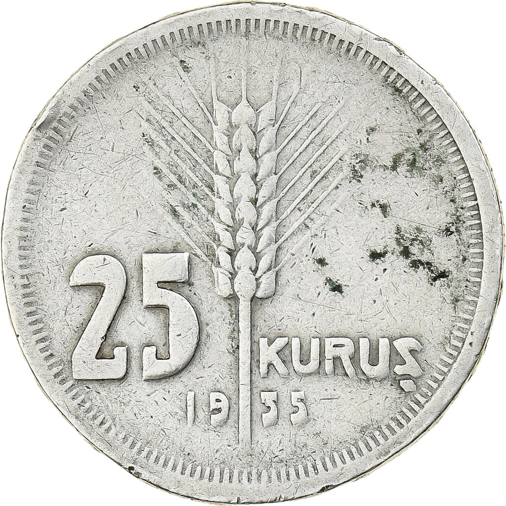 Turquia, 25 Kurus, 1935, Istanbul, Prata, VF(20-25), KM:864