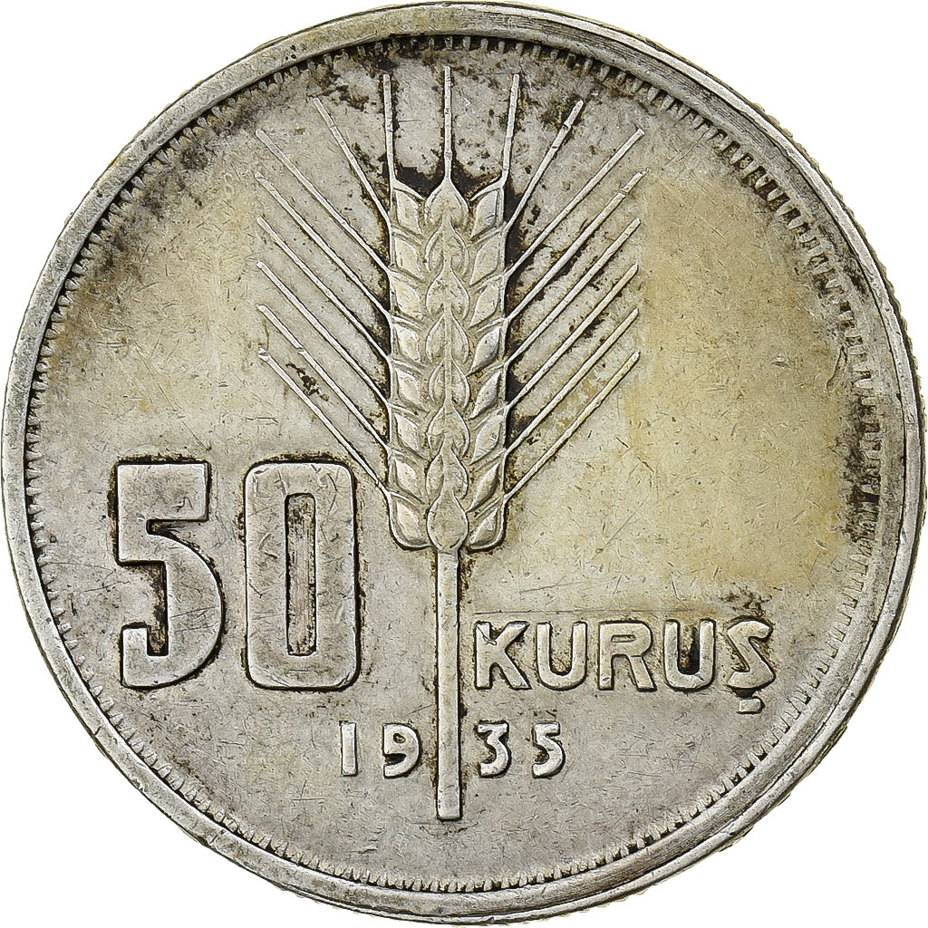 Turchia, 50 Kurus, 1935, Istanbul, Argento, BB, KM:865