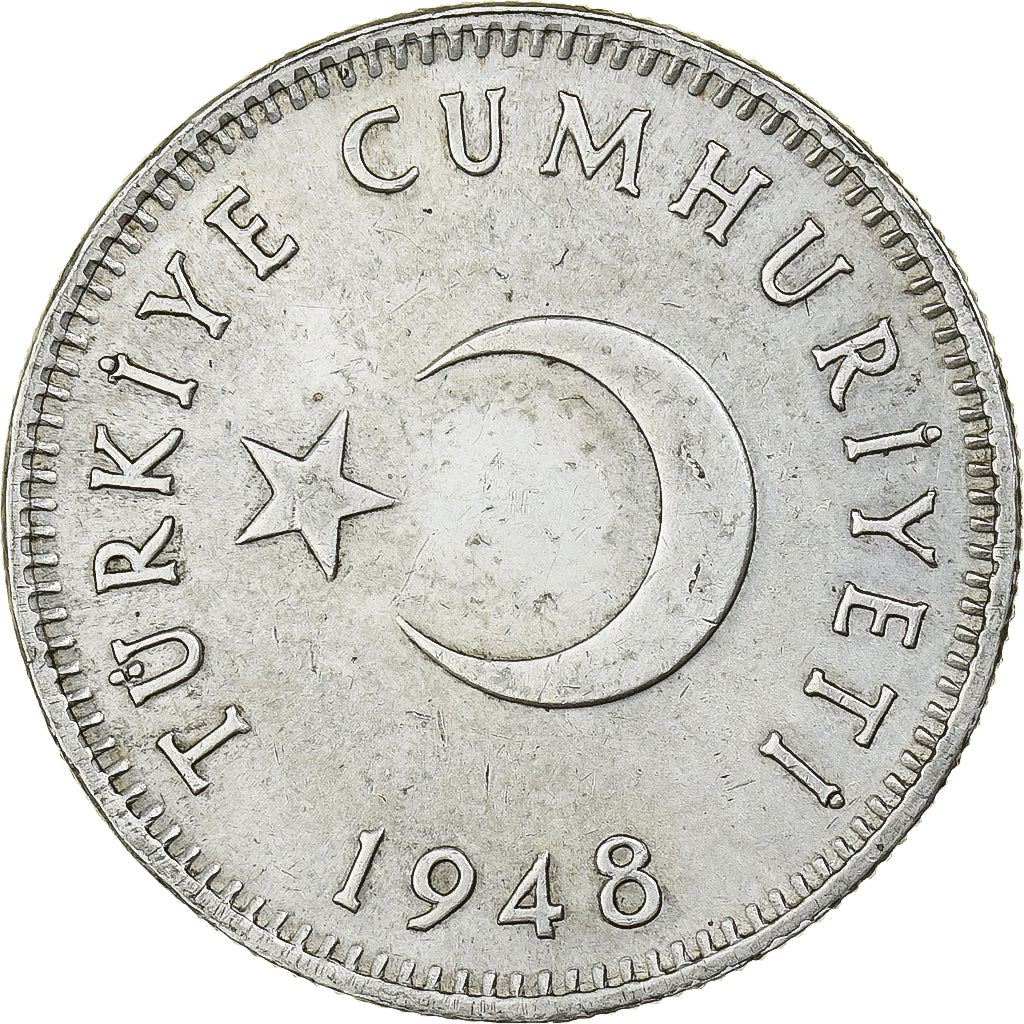 Turkey, Lira, 1948, Istanbul, Silver, AU(50-53), KM:883