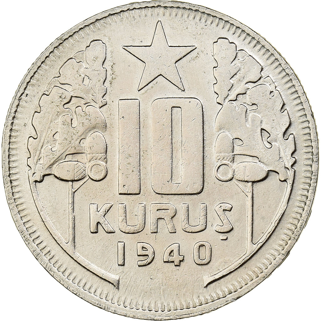 Turkey, 10 Kurus, 1940, Istanbul, Copper-nickel, AU(50-53), KM:863