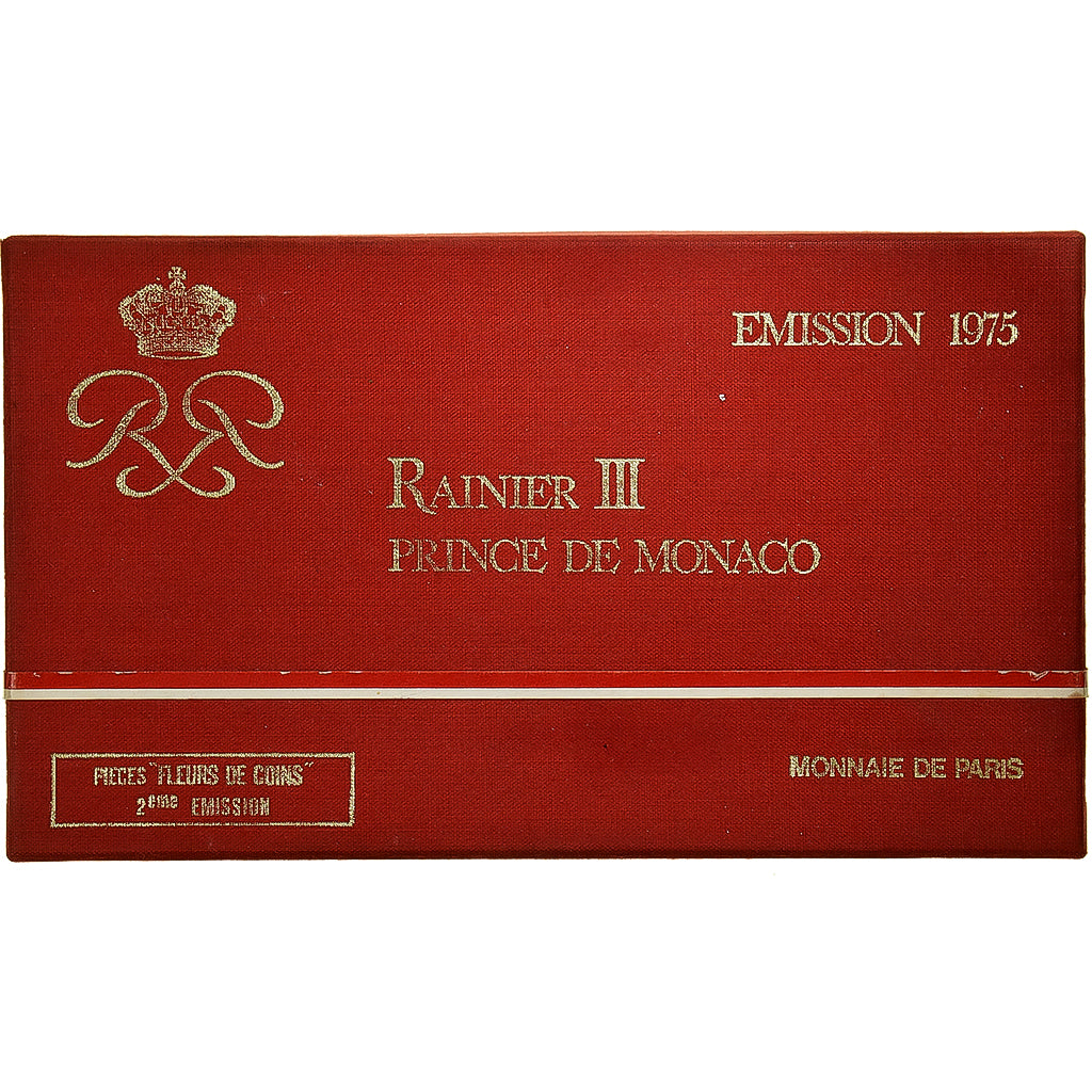 Monaco, Rainier III, Coffret 10 c. à 50 frs., 1975, série FDC, STGL