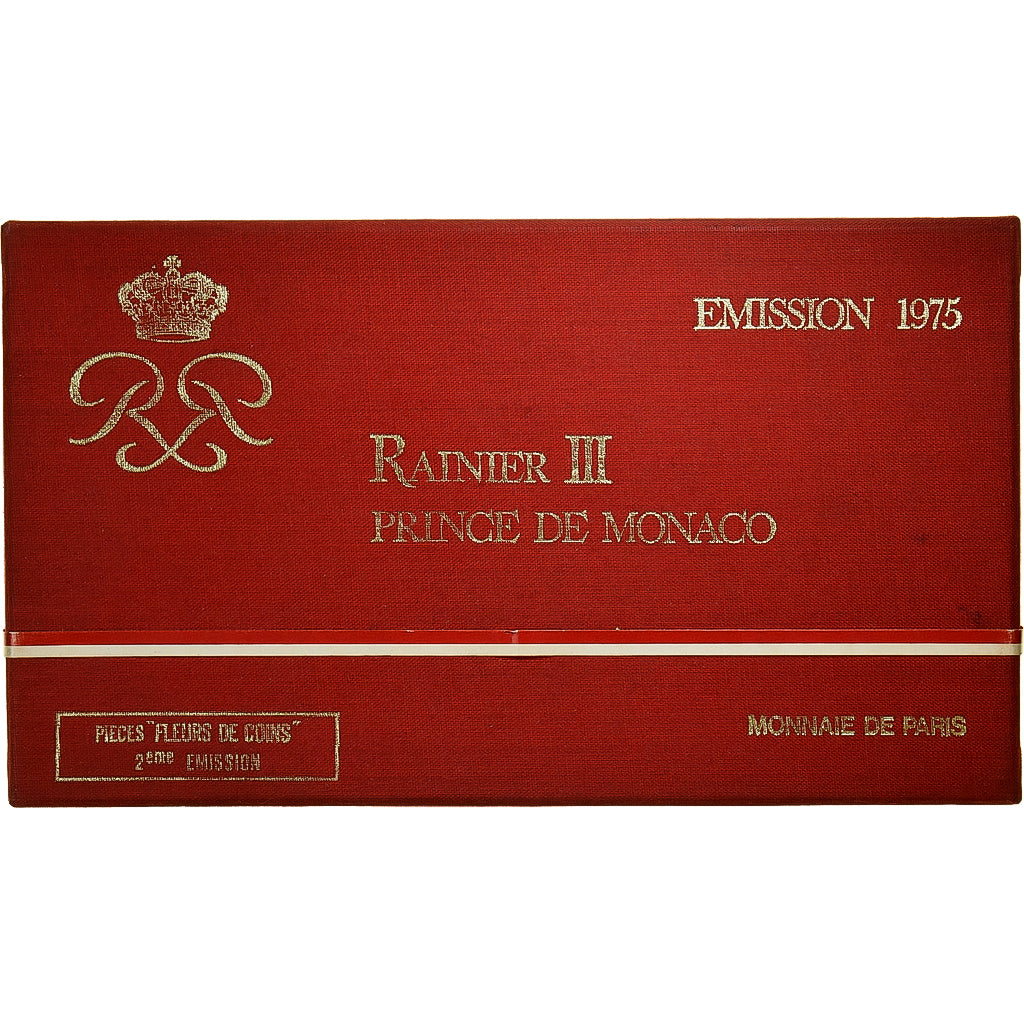 Monaco, Rainier III, Coffret 10 c. à 50 frs., 1975, série FDC, STGL