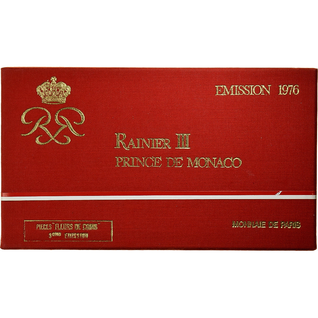 Mónaco, Rainier III, Coffret 1 c. à 50 frs., 1976, série FDC, Sin