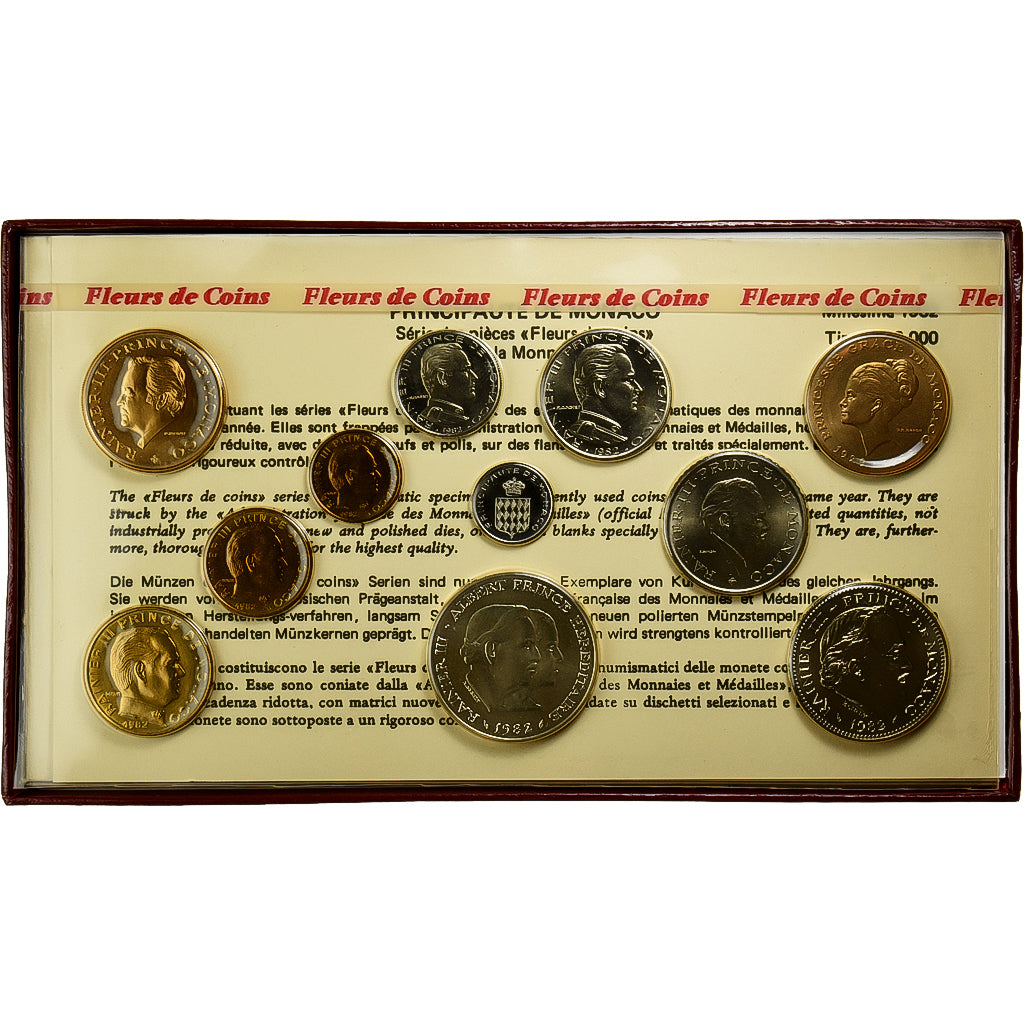 Monaco, Rainier III, Coffret 1 c. à 100 frs., 1982, série FDC, MS(65-70)