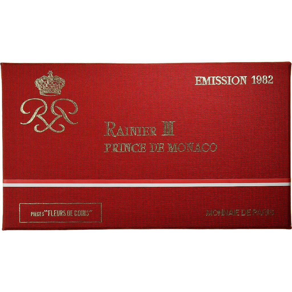 Mónaco, Rainier III, Coffret 1 c. à 100 frs., 1982, série FDC, Sin