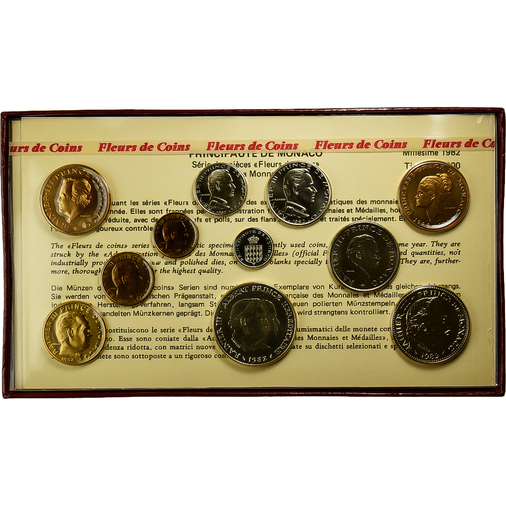 Monaco, Rainier III, Coffret 1 c. à 100 frs., 1982, série FDC, FDC