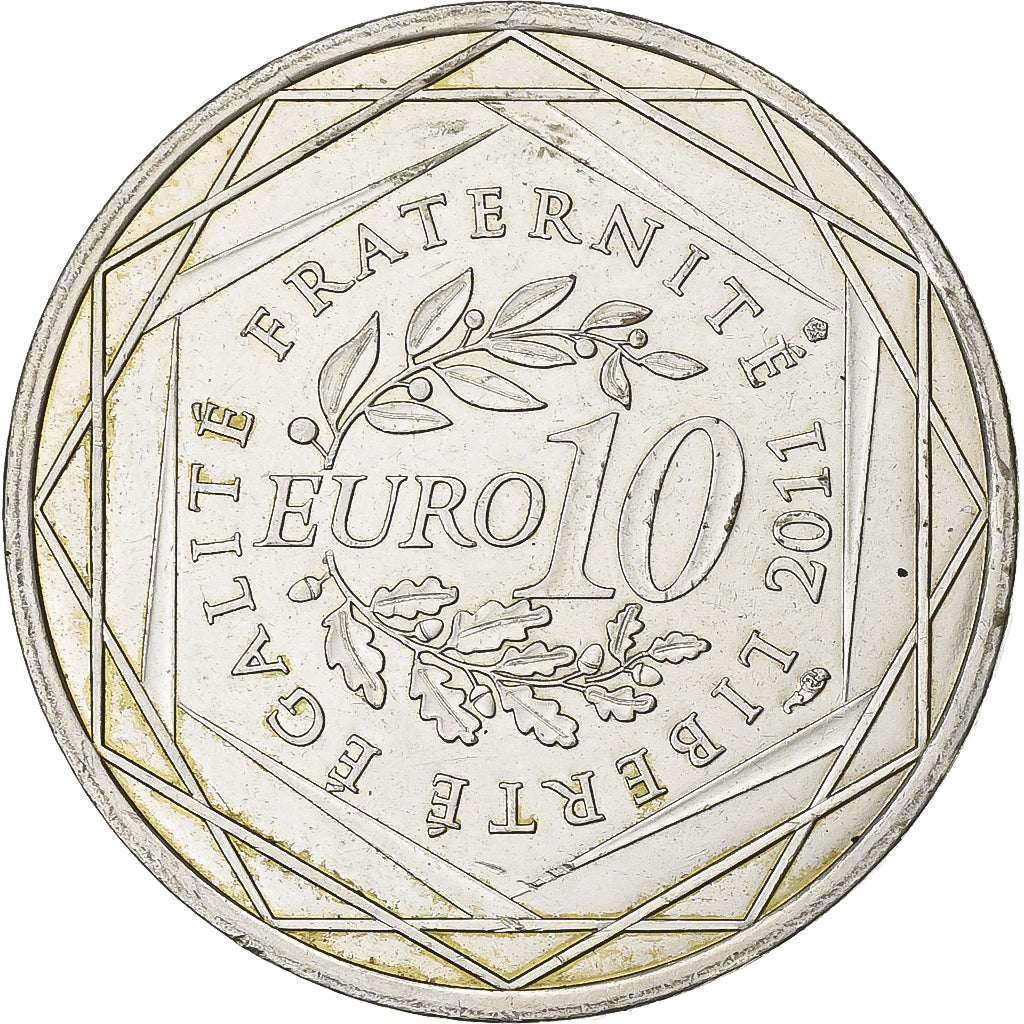 France, 10 Euro, Centre, 2011, Paris, Silver, AU(50-53), Gadoury:EU450, KM:1732