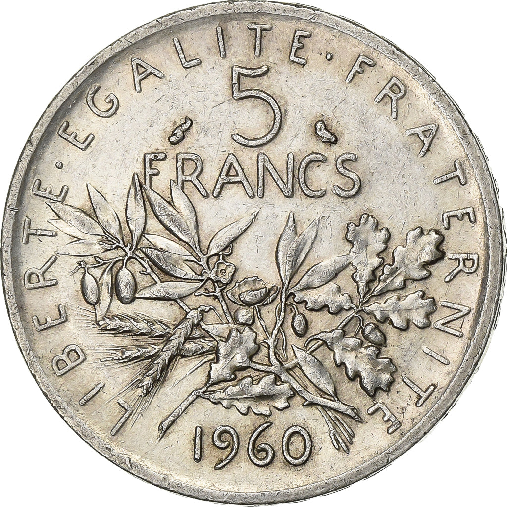Frankreich, 5 Francs, Semeuse, 1960, Paris, Silber, SS+, Gadoury:770, KM:926
