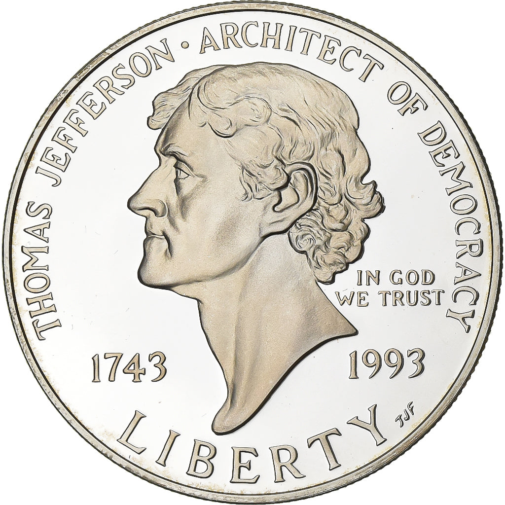 Estados Unidos, Dollar, Thomas Jefferson, 1993, U.S. Mint, Prueba, Plata, FDC