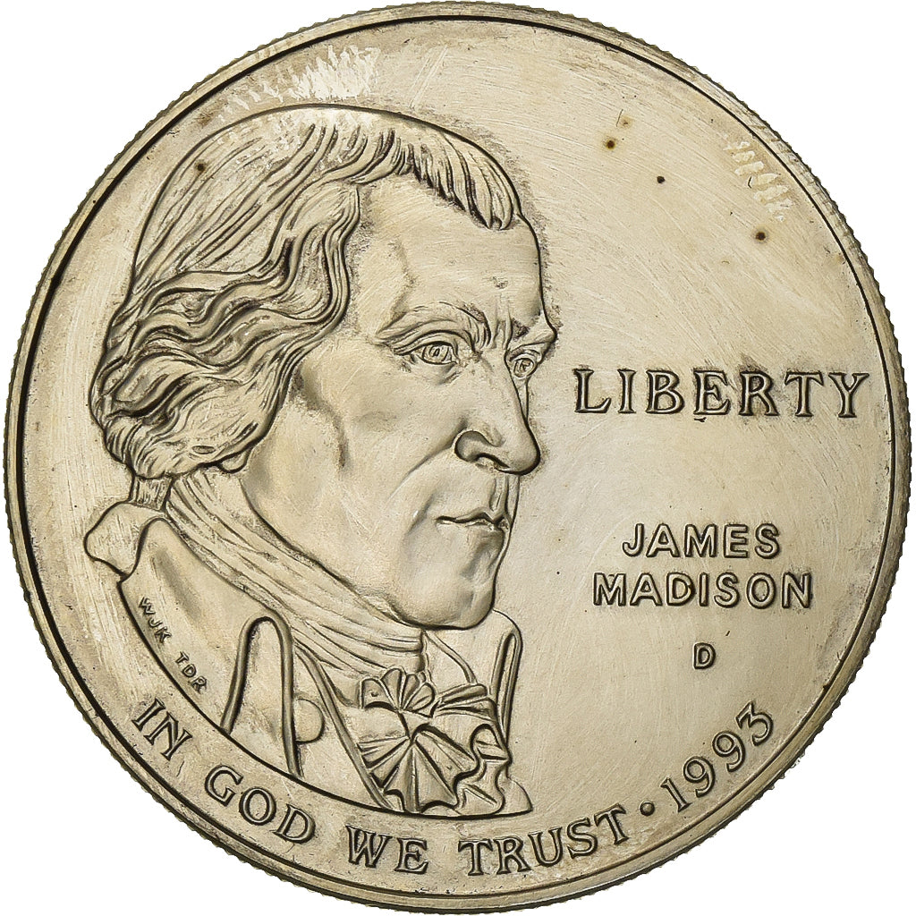 États-Unis, Dollar, Thomas Madison, 1993, U.S. Mint, Argent, SUP+, KM:241