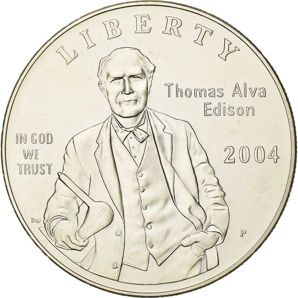 United States, Dollar, Thomas Alva Edison, 2004, U.S. Mint, Silver, MS(65-70)