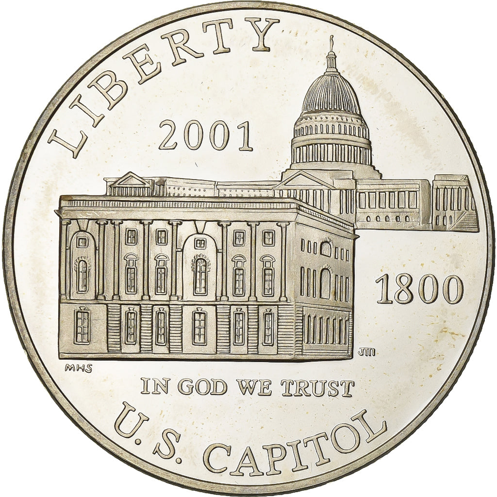 USA, Dollar, U.S Capitol, 2001, U.S. Mint, Proof, Srebro, MS(65-70), KM:324