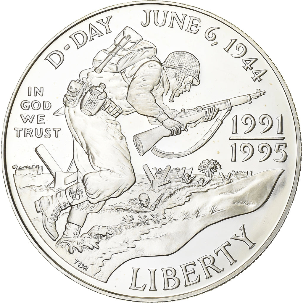 Verenigde Staten, Dollar, D-Day 6 Juin 1944, 1993, U.S. Mint, Proof, Zilver