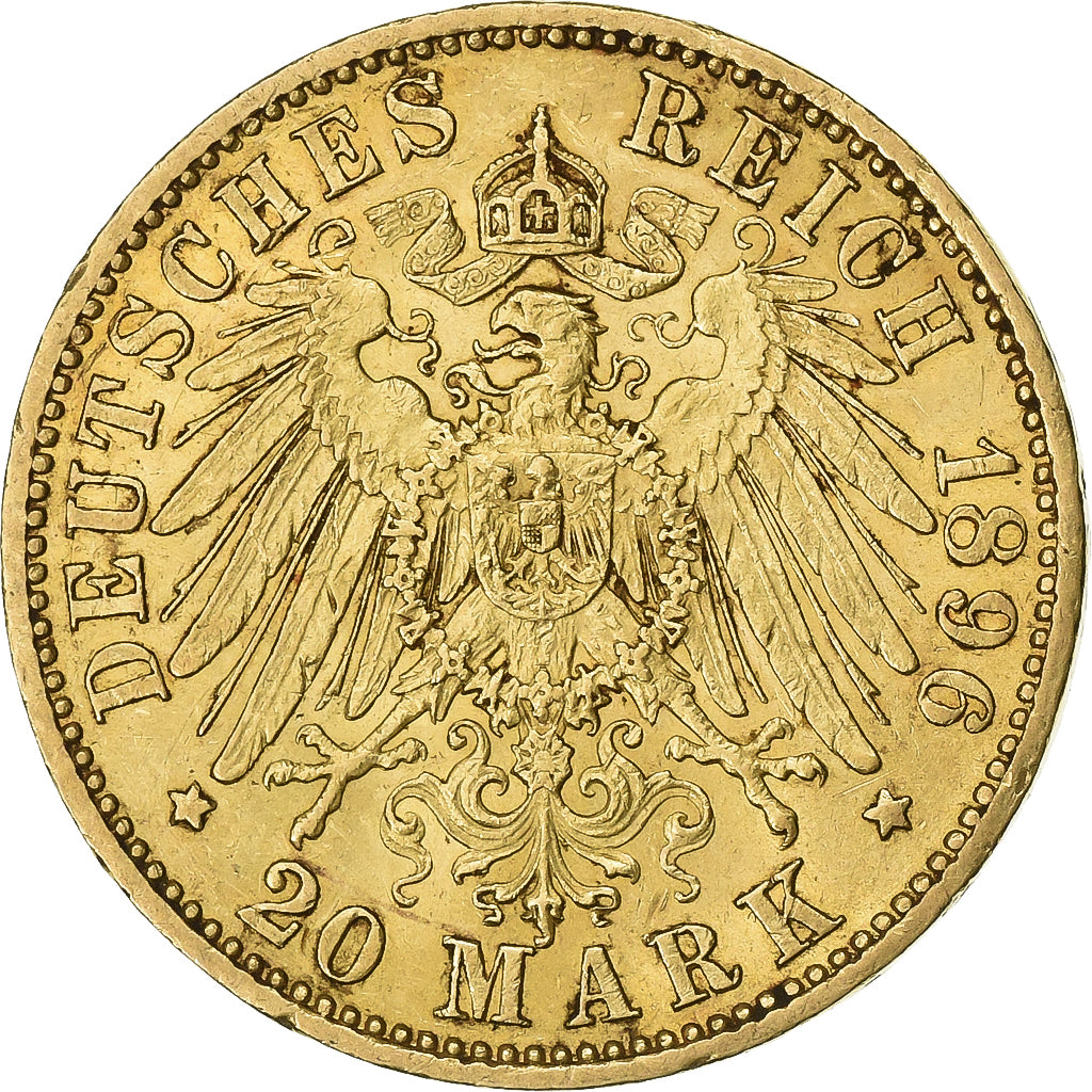 Kingdom of Prussia, PRUSSIA, Wilhelm II, 20 Mark, 1896, Berlin, Oro, BB, KM:521