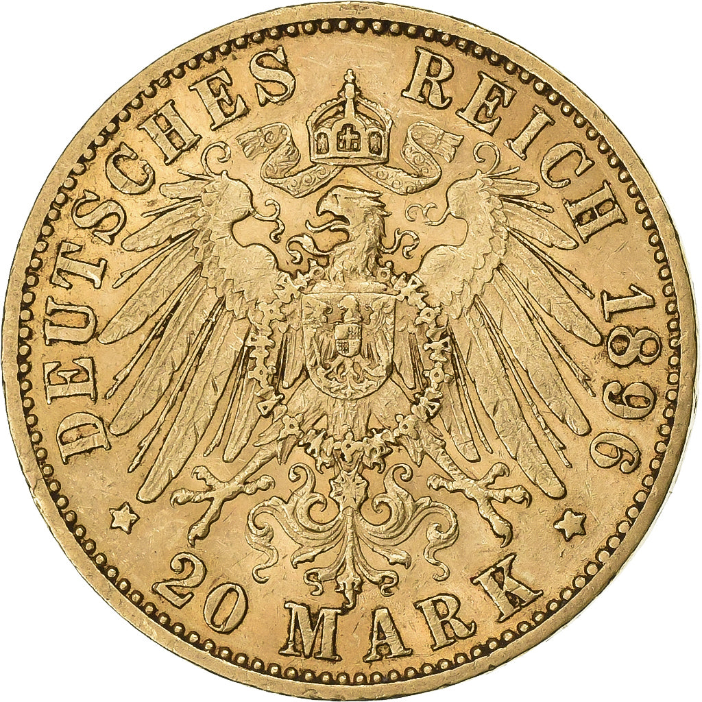 Kingdom of Prussia, PRUSSIA, Wilhelm II, 20 Mark, 1896, Berlin, Oro, MBC, KM:521