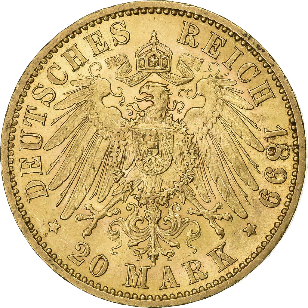 Kingdom of Prussia, PRUSSIA, Wilhelm II, 20 Mark, 1889, Berlin, Oro, BB+, KM:516
