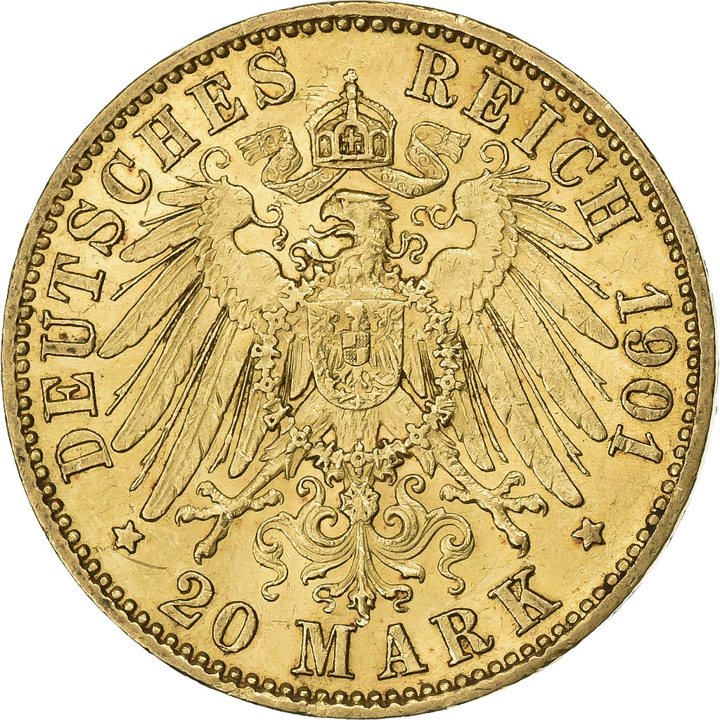 Kingdom of Prussia, PRUSSIA, Wilhelm II, 20 Mark, 1901, Berlin, Oro, BB+, KM:521