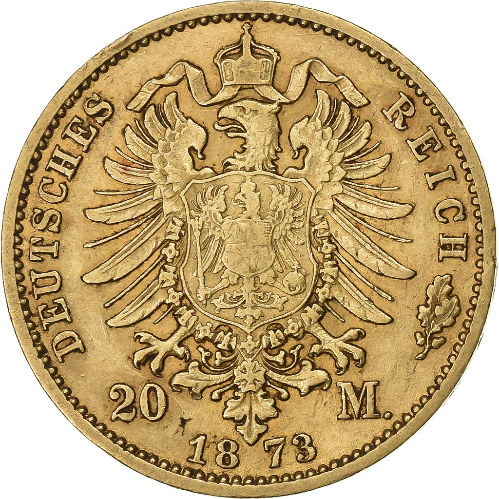 Kingdom of Prussia, PRUSSIA, Wilhelm I, 20 Mark, 1873, Berlin, Gold, SS+, KM:501