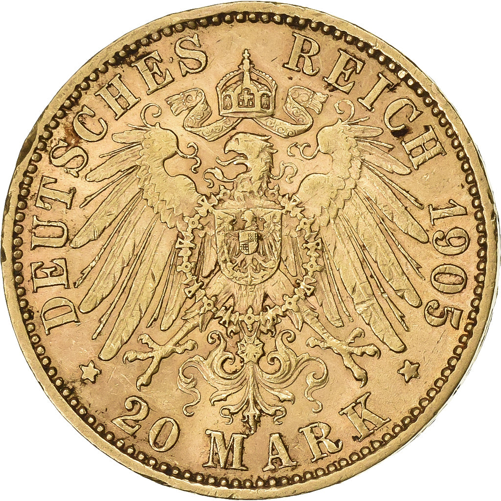 Deutsch Staaten, SAXONY-ALBERTINE, Friedrich August III, 20 Mark, 1905