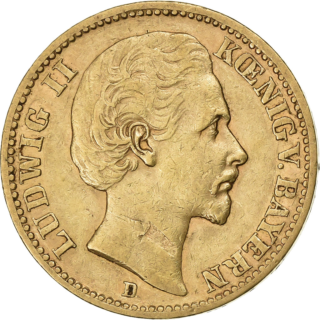 Kingdom of Bavaria, BAVARIA, Ludwig II, 20 Mark, 1873, Munich, Gold, SS, KM:894