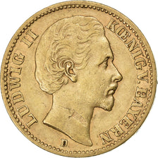 Kingdom of Bavaria, BAVARIA, Ludwig II, 20 Mark, 1873, Munich, Gold, SS, KM:894