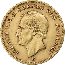 Stati tedeschi, SAXONY-ALBERTINE, Johann, 20 Mark, 1872, Muldenhütten, Oro, BB