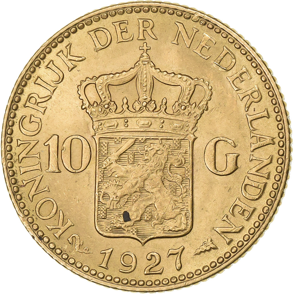 Pays-Bas, Wilhelmina I, 10 Gulden, 1927, Or, TTB+, KM:162