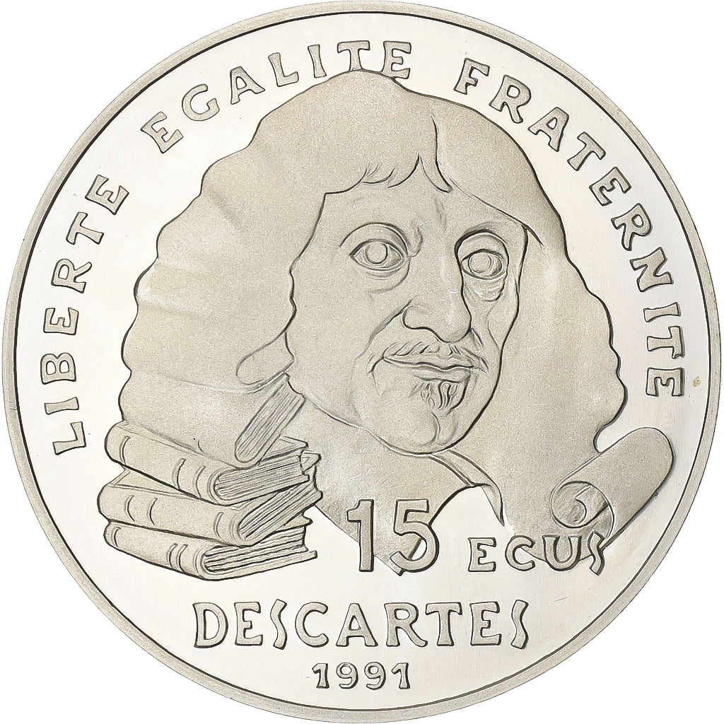 Francia, 100 Francs-15 Ecus, René Descartes, 1991, Paris, FS, Argento, FDC