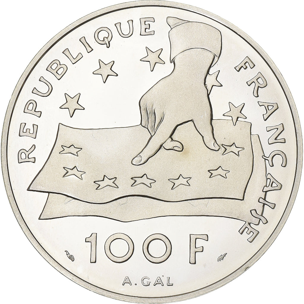 Francia, 100 Francs-15 Ecus, René Descartes, 1991, Paris, FS, Argento, FDC