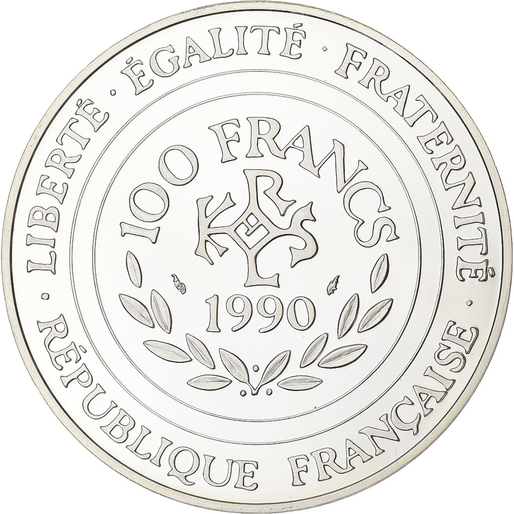 França, 100 Francs-15 Ecus, Charlemagne, 1990, Paris, Proof, Prata, MS(65-70)