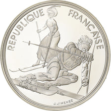 France, 100 Francs, JO Albertville 92, 1990, Paris, Proof, Silver, MS(65-70)