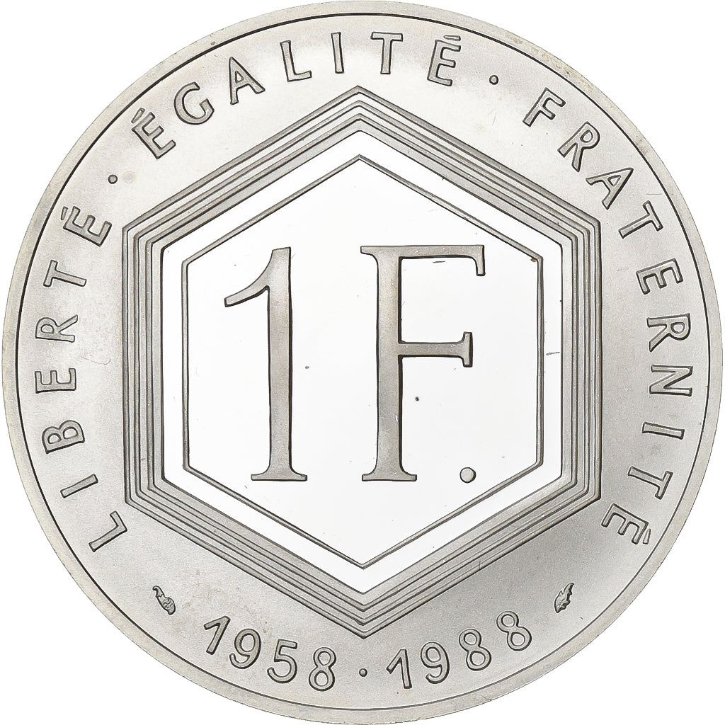 Francia, 1 Franc, Charles De Gaulle, 1988, Paris, FS, Argento, FDC, Gadoury:476