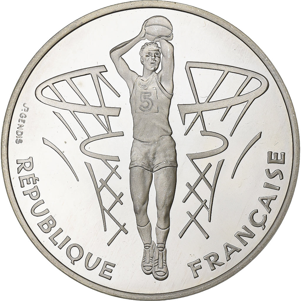 France, 100 Francs, Centenaire du Basket-Ball, 1991, Paris, Proof, Silver