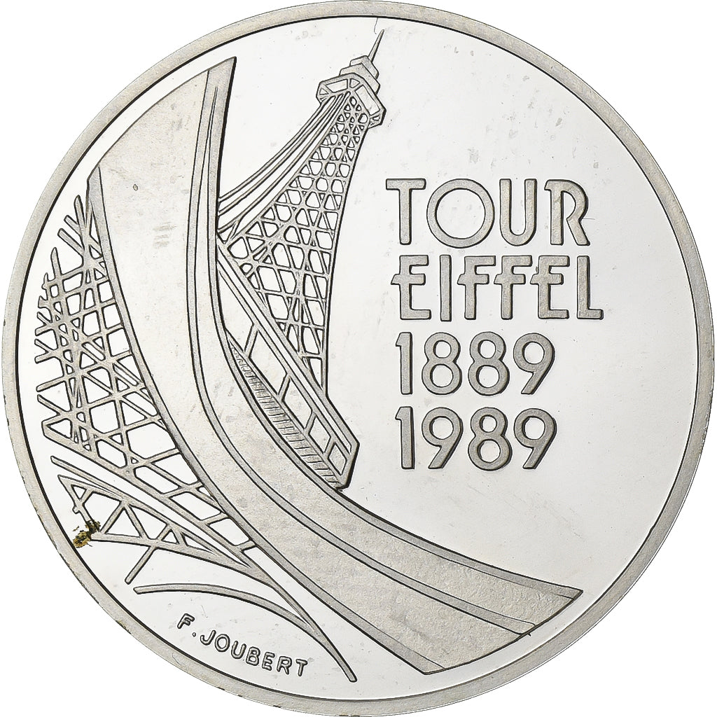 France, 5 Francs, Centenaire de la Tour Eiffel, 1989, Paris, Proof, Silver