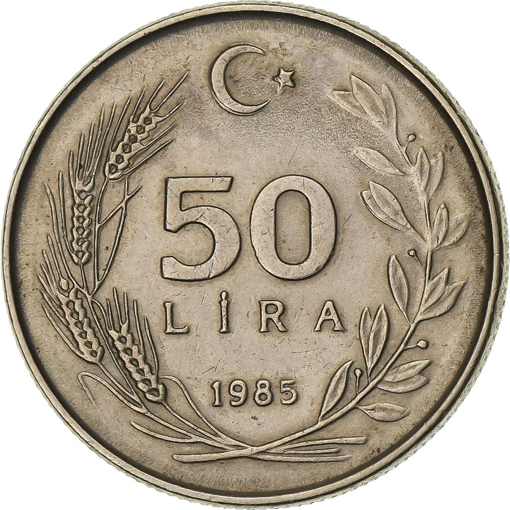 Turchia, 50 Lira, 1985, Rame-nichel-zinco, BB+, KM:966