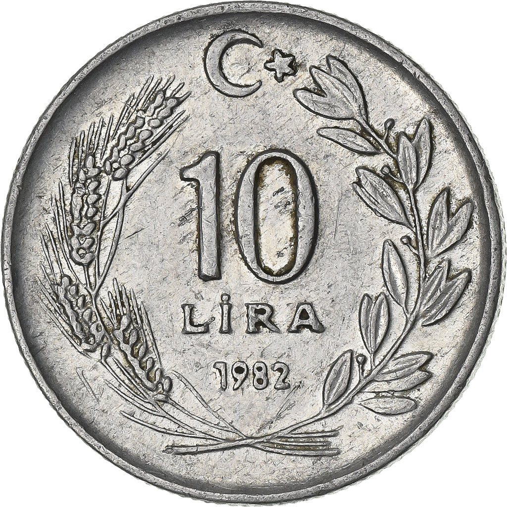 Turquia, 10 Lira, 1982, Alumínio, AU(50-53), KM:950.1