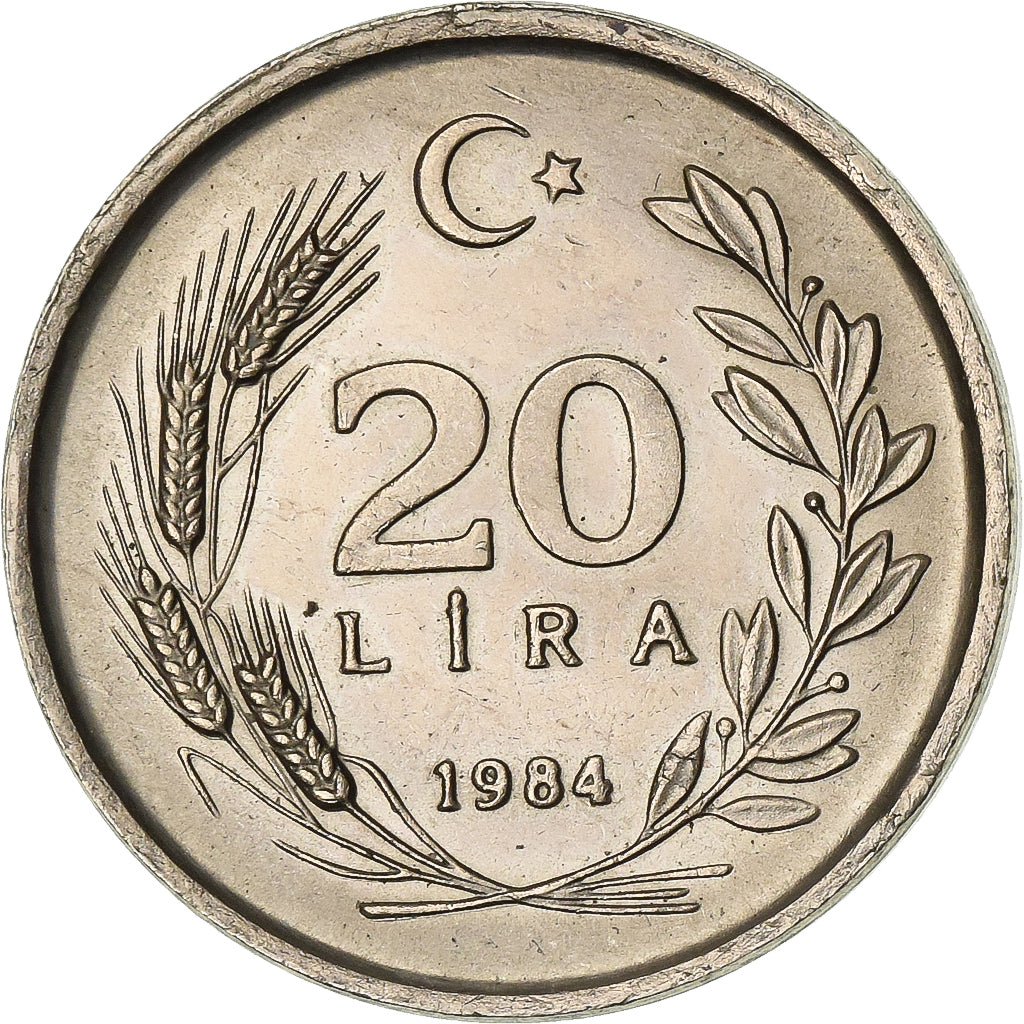 Turkey, 20 Lira, 1984, Copper-nickel, AU(55-58), KM:965
