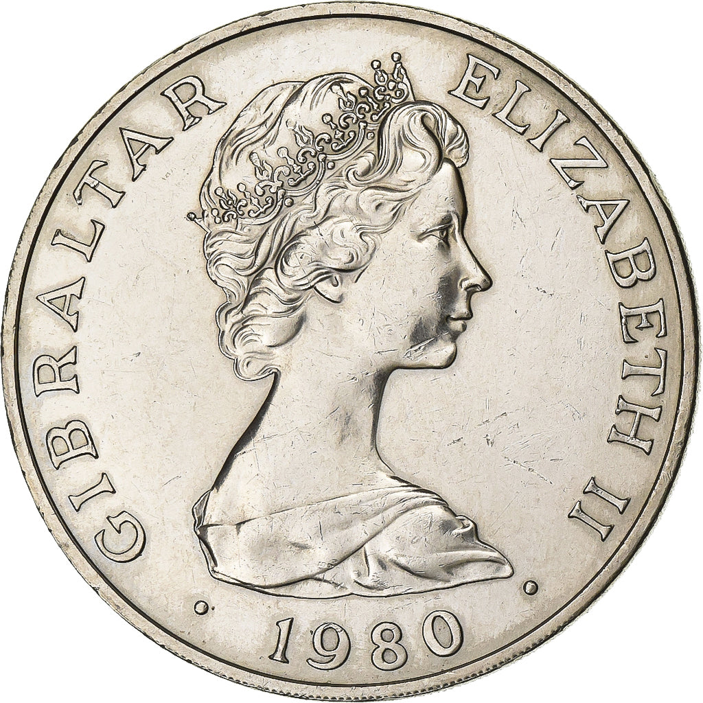 Gibraltar, Elizabeth II, Crown, 1980, British Royal Mint, Cupro-nikkel, ZF+
