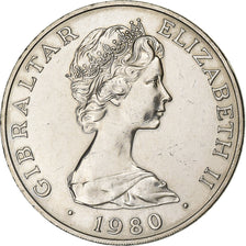 Gibraltar, Elizabeth II, Crown, 1980, British Royal Mint, Copper-nickel