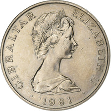 Gibraltar, Elizabeth II, Crown, 1981, Copper-nickel, AU(55-58), KM:14